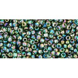 Japanese Toho Seed Beads Tube Round 11/0 Transparent-Rainbow Olivine TR-11-180