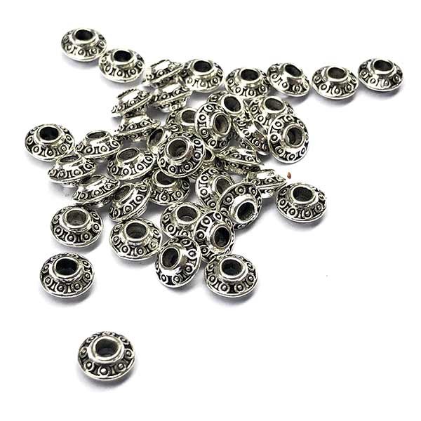 Cast Metal Beads Bicone Rondelle 6.5x3.5mm, Hole 2mm (50) Antique Silver