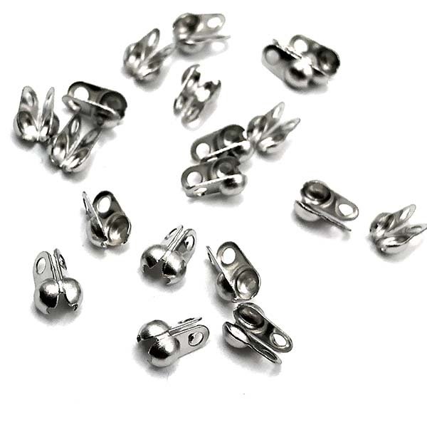 Calotte Ends, Clamshell Knot Cover 304 Stainless Steel Style 2 (50) Dark Silver