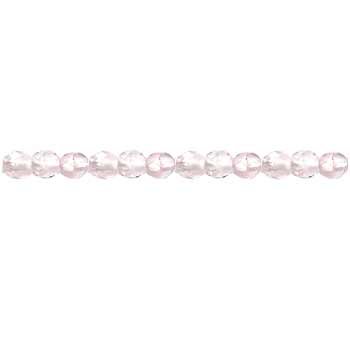 Czech Faceted Round Firepolished Glass Beads 3mm (50) Crystal/Lt Pink