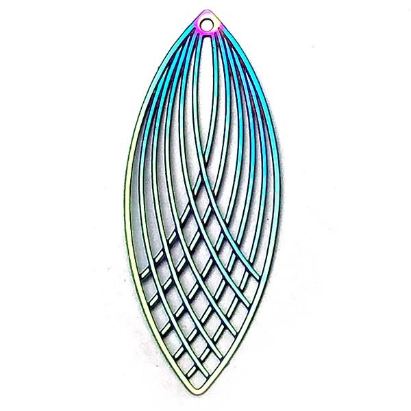 Stainless Steel 201 Charm Thin Deco Rice 40x16mm (2) Multi-color