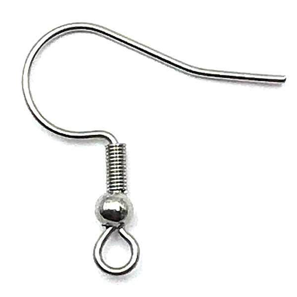 Ear Wire Hook w/Ball & Coil Surgical Stainless Steel - 50 Pieces