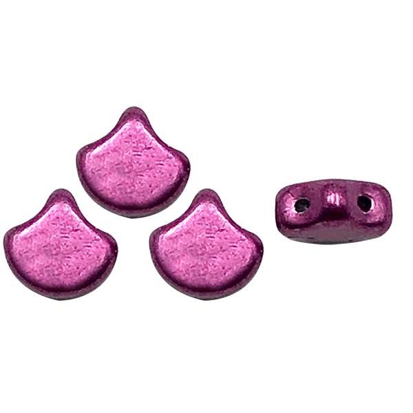 Matubo Ginkgo Leaf Bead 2-Hole Tube 7.5mm ColorTrends: Sueded Gold Fuchsia Red