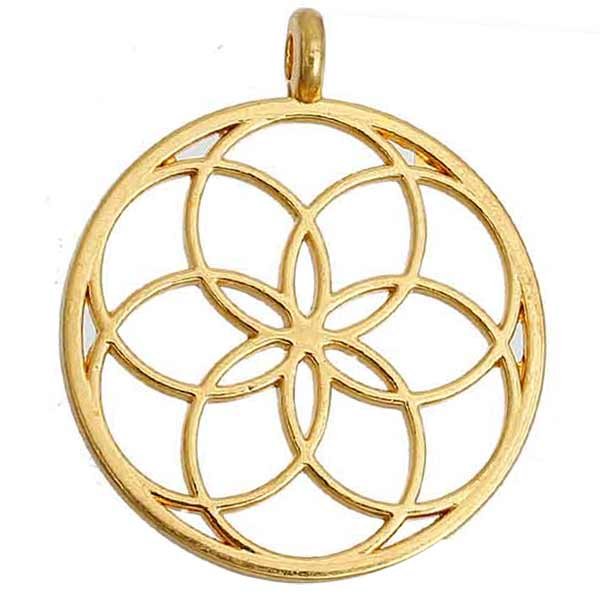 Cast Metal Pendant Seed of Life in Circle 35x30mm (1) Gold