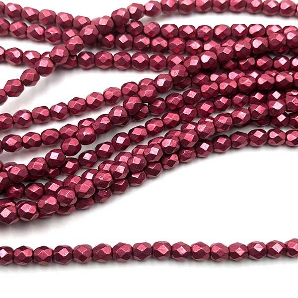 Czech Faceted Round Firepolished Glass Beads 4mm (50) ColorTrends: Sueded Gold Lily Pad