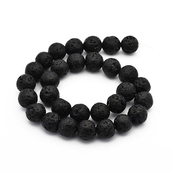 Lava Beads Round 12mm, Hole 2.5mm (30) Black