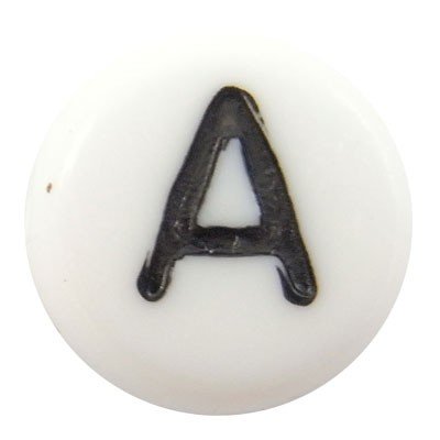 Acrylic Alphabet Beads Letter A 4x7mm (45) White & Black