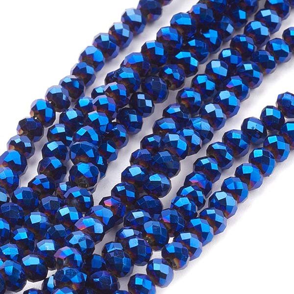Imperial Crystal Bead Rondelle 3x4mm (120) Metallic Electroplated Blue
