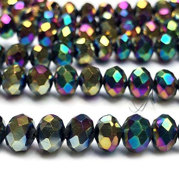 Imperial Crystal Bead Rondelle 4x6mm (85) Metallic Electroplated Rainbow