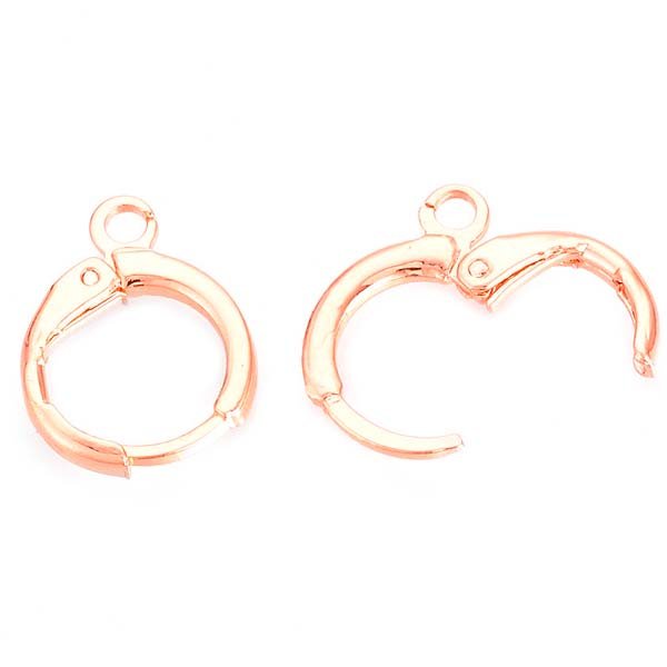 Earwire Brass Leverback Round 14x12mm (10) Rose Gold