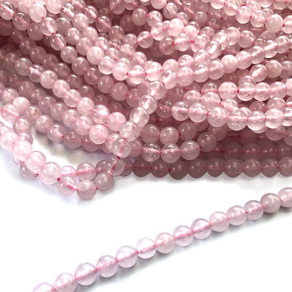 Rose Quartz Beads Round 6mm  - 1 Strand