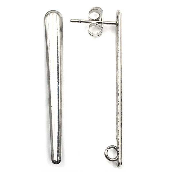 Ear Stud Bar Tapered Surgical Stainless Steel 35x4mm - 1 Pair - Includes Backs