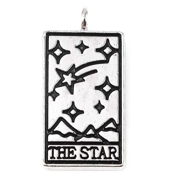 Cast Metal Charm Tarot Style A 26x13mm (1) The Star - Silver