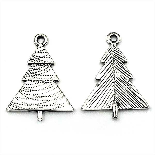 Cast Metal Pendant Christmas Tree Triangular 28x21mm (10) Antique Silver