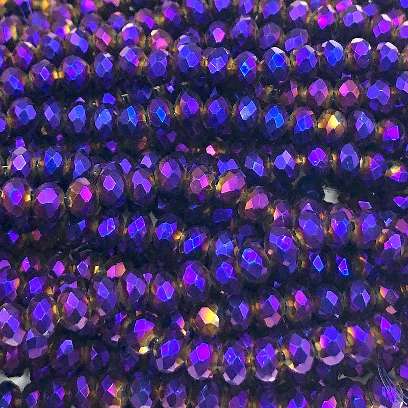 Imperial Crystal Bead Rondelle 3x4mm (120) Metallic Electroplated Purple