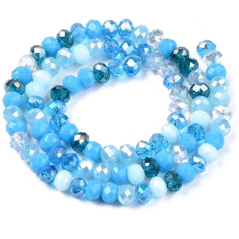 Imperial Crystal Bead Rondelle 4x6mm (95) Electroplated Mix Blue Aqua