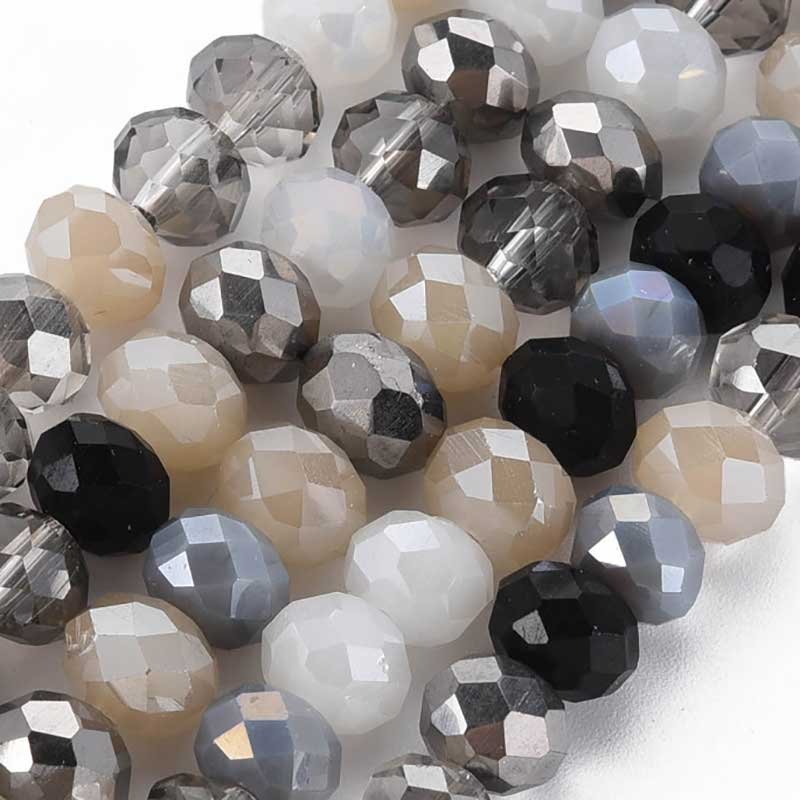 Imperial Crystal Bead Rondelle 6x8mm (68) Electroplate Mix Black