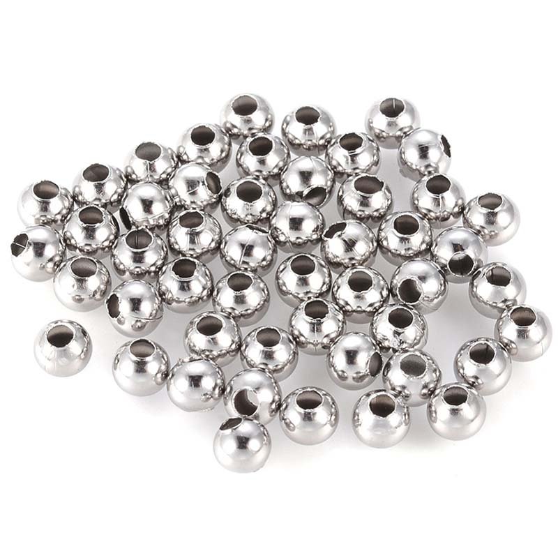 Spacer Beads Round 304 Stainless Steel 4mm - 100 Beads