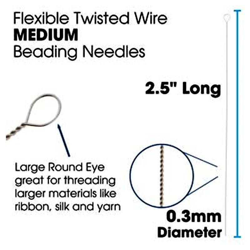 BEADSMITH Twisted Wire Beading Needles (10)  0.3MM Medium