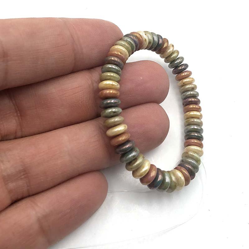 Czech Glass Beads Pressed Disc Spacer 6mm (50) Rainbow Stone Mix