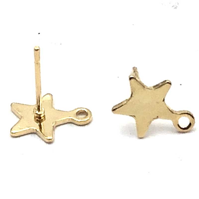 Ear Stud Star Surgical Stainless Steel 10x8mm (10) 18k Gold